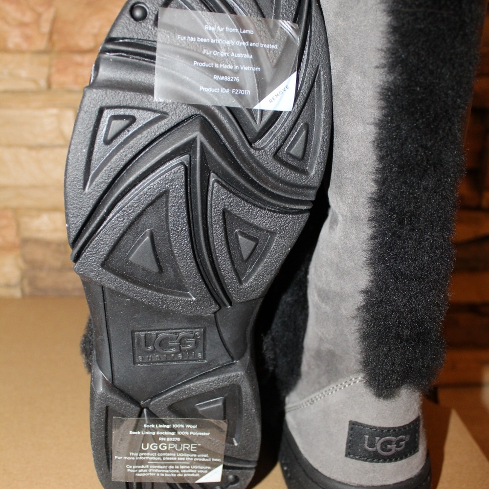 UGG WOMEN'S SUNBURST TALL SUEDE SHEARLING BOOTS NEW - Picture 4 of 6